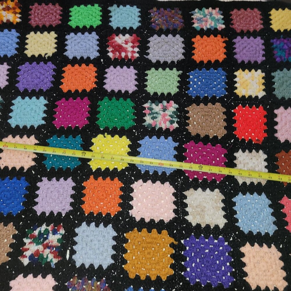 Vintage Crochet Handmade Afghan Granny Square Throw Blanket - Picture 7 of 11